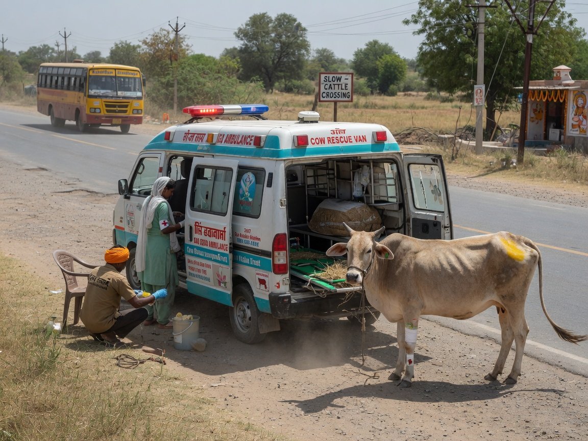 Emergency cow rescue mission in rural India