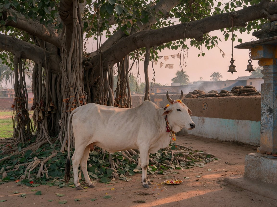 Sacred white Indian cow — sponsor a desi cow
